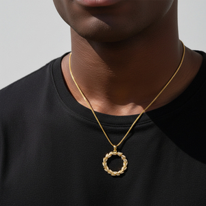 Collar con Colgante de Rama de Olivo Chapado en Oro, con Moissanita y Piedra de Corte Redondo, Joyería de Regalo - Product Image 5
