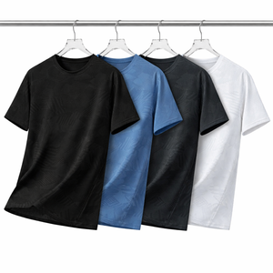 T-shirt de sport décontracté d'été pour homme, grande taille, en soie glacée, à séchage rapide, respirant, col rond, coupe ample, avec broderie de logo personnalisée OEM - Product Image 1