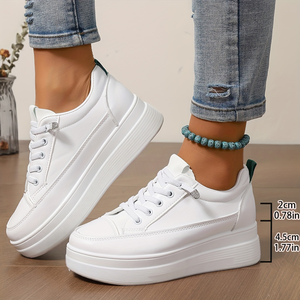 Sneakers Bianche Trendy da Donna 2026 con Plateau Chunky, <span class=keywords><strong>Scarpe</strong></span> Casual <span class=keywords><strong>Femminili</strong></span> con Suola Spessa Vulcanizzata per Aumentare l'Altezza, <span class=keywords><strong>Scarpe</strong></span> da Passeggio - Product Image 5