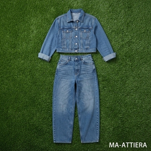 Women Blue Denim Jacket And Straight Leg Jeans Set Casual Two Piece Matching Denim Outfit <b>Streetwear</b> Fashion Clothing - Product Image 5