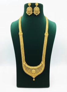 Premium 24K Gold Plated Copper Brass 4-Piece Necklace <b>Set</b> for Women Smooth Polished Elegant Design Wedding Gift Jewelry - Product Image 3