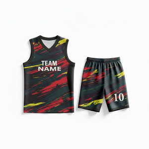 Maillot de basket-ball personnalisable 100 % polyester, impression par transfert thermique, anti-transpiration, antibactérien, ensemble uniforme de basket-ball - Product Image 1