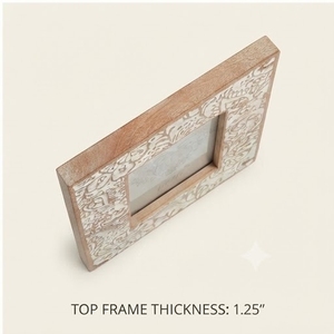 Resin Work Wood Photo Frame 4x6 Inch Rectangle Rustic Handmade Tabletop Vertical Display - Product Image 4