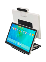 Terminal POS All-in-One Layar Ganda Desktop Pembaca Barcode Pengenal Sidik Jari Pencatat Pengunjung Model Berdiri Android