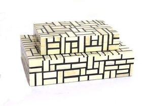 Caja de Joyería Rectangular de Lujo con Incrustaciones de Hueso, Diseño Clásico en Relieve, Patrón Sólido, Hecha a Mano en India, Color y Tamaño Personalizables, con Tapa - Product Image 5