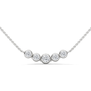 Collar de Barra de Oro Sólido de 14K con Moissanita, Colgante Redondo Brillante con Engaste de Bisel, Cadena de Joyería para Mujer, Regalo para Fiesta - Product Image 1
