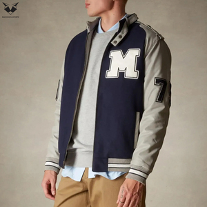 In Solid Color Customized Logo Print Breathable Fabric Unique Design Men Street Wear Varsity Jackets Streetwear Bomber Jacket - Product Image 3