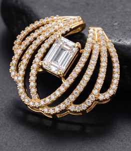 <b>Emerald</b> Cut Lab Grown Diamond <b>Pendant</b> Necklace in Gold, Statement Halo <b>Pendant</b> for Women, Luxury Gift Jewelry - Product Image 3