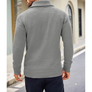Pull en tricot pour homme à motif Argyle, manches longues, gris uni, vêtements décontractés d'hiver - Product Image 4