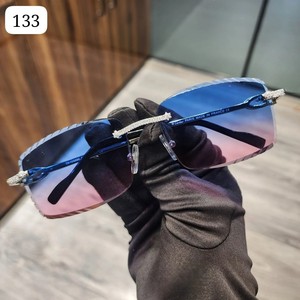 Nueva moda personalizada azul Rosa sombra Bling gafas de sol para hombre proveedores indios Iced Moissanite Diamante tachonado antirreflectante - Product Image 1