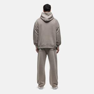Nuevo Conjunto Deportivo de 2 Piezas para Hombre, Sudadera con Capucha y Pantalones Acampanados, Color Sólido con Estampado de Letras, 100% Algodón, Corte Holgado Informal - Product Image 5