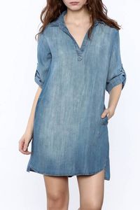 Chemise en jean pour femme, en coton lavé, à manches longues, boutonnée, col rabattu, avec poches, pour un usage quotidien - Product Image 6