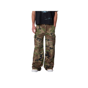 Pantalon cargo camouflage pour homme, taille mi-haute, coupe ample, en denim de coton, style décontracté été/hiver, respirant avec plusieurs poches - Product Image 4