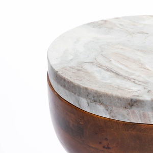 Modern Multi-functional Convertible Extendable Nightstand Bedside Beanie Mango Wood Accent <b>Table</b> <b>Stool</b> With marble ToP - Product Image 5
