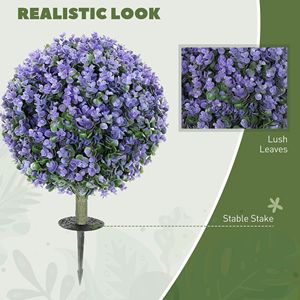 2 Pack 1.3ft UV Resistant Artificial Ball Eucalyptus Topiary Faux Greenery <b>for</b> Indoor & Outdoor Use with <b>Ground</b> <b>Stake</b> - Product Image 4