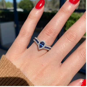 ขายร้อนเครื่องประดับออกแบบล่าสุด 18 พันทองคําขาวเพชรแท้ไพลินสีฟ้า Solitaire หมั้นแหวนพลอยสําหรับผู้หญิง - Product Image 2