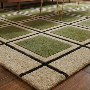 Tapis moderne à carreaux verts, moelleux et doux, pour salon, chambre, chambre d'enfant, décoration intérieure, style géométrique - Product Image 3