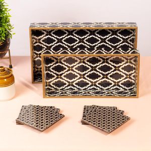 Organizador de Cocina, Bandeja Rectangular de Madera de Mango con Posavasos Impresos, Bandeja para Servir, Decoración del Hogar y Utensilios de Cocina a Precio Reducido - Product Image 6