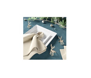 Porte-serviettes de luxe en métal motif cerf pour accessoires de table sur le thème du pays des merveilles hivernales – Ronds de serviette sophistiqués en or motif cerf - Product Image 1