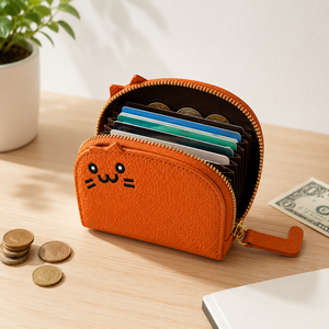 Cute Cat <b>RFID</b> <b>Blocking</b> Open Short Soft Polyester Lining Card <b>Wallet</b> Coin Purse Accordion Card Holder Mini <b>Wallet</b> - Product Image 2