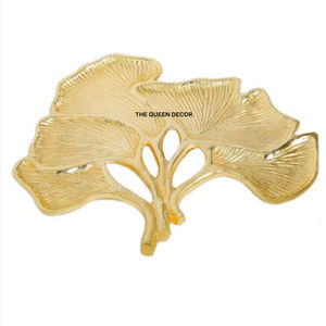 Nouveauté : Plateau décoratif en aluminium avec motif de feuilles plaqué or, plateau à fleurs, décoration pour la maison et les hôtels - Product Image 1