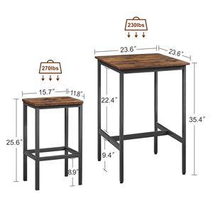 Tavolo da Bar quadrato in stile industriale con 2 sedie da Bar cucina salvaspazio tavolo per la colazione soggiorno sala banchetti mobili - Product Image 3