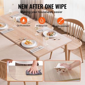 Tappetino da Scrivania Impermeabile in PVC Trasparente Spesso 1,5 mm, Facile da Pulire, 30 X 60 Pollici, Copertura per Tavolo in Plastica, Rettangolare, per Sala da Pranzo - Product Image 6