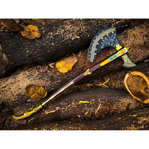 Kratos <b>Axe</b> Game God War Handmade Forged Heavy Duty Stainless Steel Tomahawk Hatchet Industrial DIY Wood <b>Handle</b> 9" Cutting Edge - Product Image 2