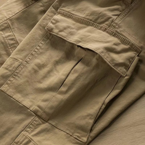 <b>Men's</b> Khaki Cotton <b>Cargo</b> <b>Joggers</b> Elastic Waist Multiple Pockets Casual Drawstring Pants Autumn Wear - Product Image 6