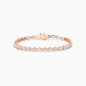 Bezel Tennis <b>Bracelet</b> With Pear Cut Lab-Grown Diamonds In Yellow Gold - Product Image 3