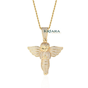 Colgante de Ángel en Plata 925 con Baño de Rodio y Moissanita de Corte Brillante Redondo, Unisex, para Uso Diario - Product Image 3