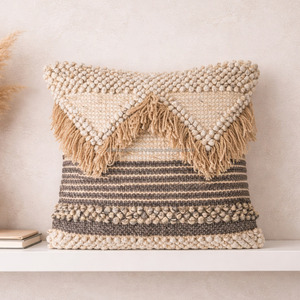 Tufted Vintage Style Bohemian Pillowcover 16x16 Custom Size Handloom Decorative Tufted Boho Home Decor Cushion Cover - Product Image 2