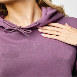 Ensemble de jogging pour femme à capuche, couleur unie, haut court à manches longues, pantalon long décontracté, 2 pièces, tricoté pour l'hiver, 100 % coton molletonné, séchage rapide - Product Image 3