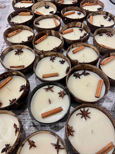 Velas de Cáscara de Coco Natural, Cera de Soja de Primera Calidad, Vela Aromática para el Mercado Internacional, Venta al Por Mayor, Exportación en Contenedores - Product Image 4