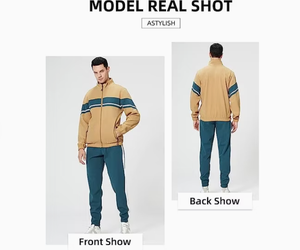 Men's Sweat Suit 2 Piece Outfit Casual Contrast Sports Jogging Tracksuits Set - Product Image 2