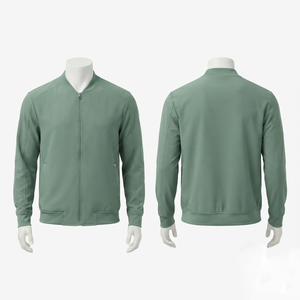 เสื้อแจ็คเก็ตผู้ชายแบบสครับ 240 GSM ผ้าโพลีเอสเตอร์ 95% สแปนเด็กซ์ 5% ยืดได้ 4 ทิศทาง สีเขียวเซจ ปักลายตามสั่ง ป้ายทอ - Product Image 1