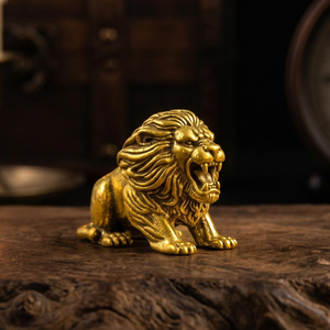 Elegant Brass <b>Lion</b> Figurine Majestic Roaring <b>Lion</b> Sculpture Luxury Animal <b>Statue</b> Tabletop Home Office Decor - Product Image 3