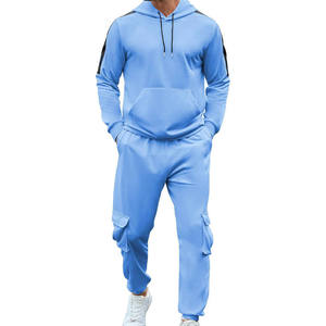 Ensemble de survêtement décontracté pour homme, coupe ajustée, veste et pantalon, sport, jogging, fitness, entraînement, tenue athlétique - Product Image 1