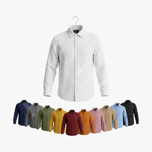 Chemise habillée décontractée à manches longues de haute qualité avec poche, en tissu doux, fermeture boutonnée, élégante, tendance, coupe ajustée - Product Image 1