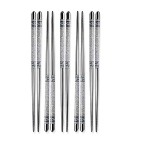 <b>Reusable</b> Stainless Steel <b>Chopsticks</b> Non-Slip Grip Lightweight Metal <b>Chopsticks</b> Dishwasher Safe Eco-Friendly Dining utensils - Product Image 3