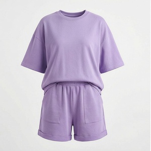 Conjunto de 2 Piezas de Alta Calidad para Mujer, Estilo Formal, Sólido, por Encima de la Rodilla, Camiseta de Manga Corta y Pantalones Cortos - Product Image 1