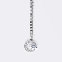 Collier pendentif de fiançailles en argent 925, forme de lune, moissanite D VVS1, bijoux fins personnalisés, style minimaliste, pour cadeau