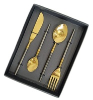 Juego de Servir de Acero Inoxidable Dorado de Lujo, Cuchillo y Espátula para Pastel Ecológicos y Modernos en Caja de Presentación para Banquetes y Fiestas