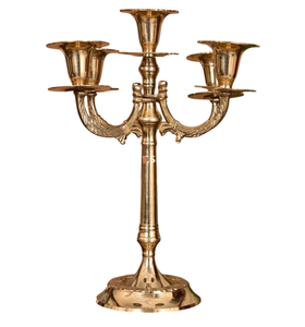 Candélabre doré durable à 5 bras, support de bougies classique en métal haut, centre de table de mariage, bougeoirs décoratifs - Product Image 3