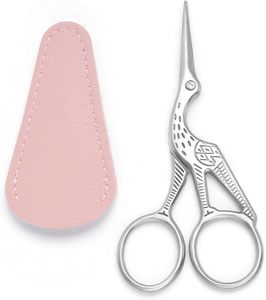 Ciseaux à broder en acier inoxydable de 3,6 pouces personnalisés avec motif cigogne, ciseaux de couture et d'artisanat avec étui en cuir pour la vente en gros - Product Image 5
