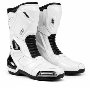Bottes de moto blanches pour hommes, mi-mollet, en cuir véritable, fermeture éclair, imperméables, résistantes à l'abrasion, toutes saisons - Product Image 3