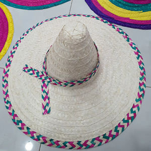 Sombreros de Paja Mexicanos Hechos a Mano, Color Verde Rojo Natural, para Playa, Deportes al Aire Libre, Fiestas Casuales, Eventos, Pesca, Decoración, Regalo - Product Image 1