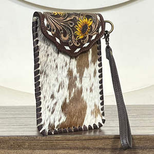 Sac à main en cuir de vachette artisanal style western, nouveauté très demandée, avec dragonne tournesol, pochette de téléphone rustique bohème à porter en bandoulière - Product Image 4