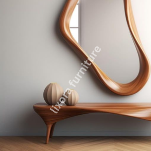 <b>Irregular</b> Wooden Wall <b>Mirror</b> Mid Century Modern Framed Decorative <b>Mirror</b> Handmade for Home Interior - Product Image 4