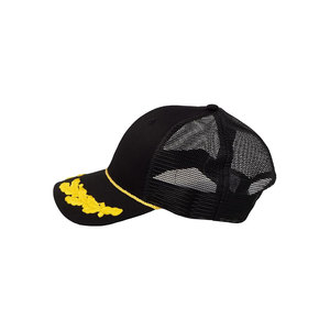 Gorra de Pesca Unisex Negra con Bordado de Hoja de Roble Amarilla, Cierre de Botón a Presión, Transpirable, de Poliéster, para Adultos - Product Image 4